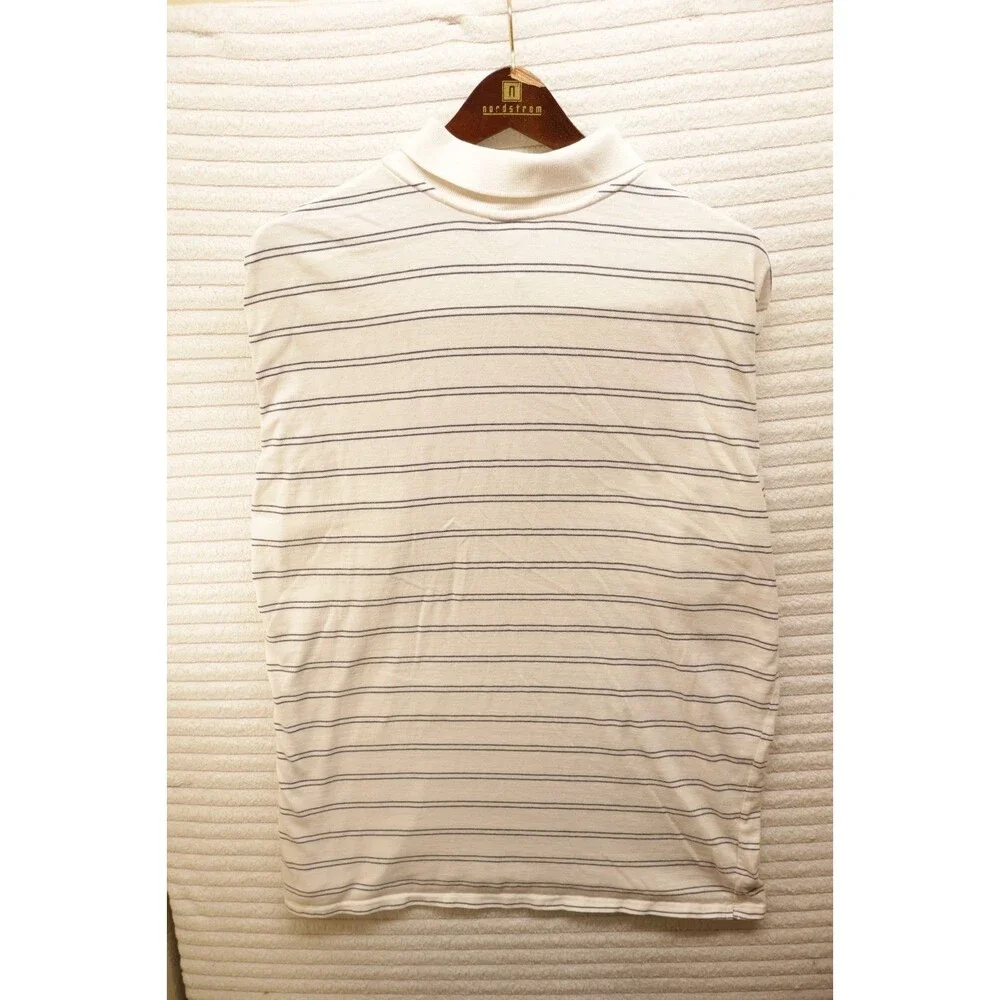 George Short Sleeve Polo Shirt Sz Xl White Striped Men 46-48